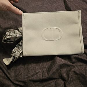 CD Embossed Cream Makeup Bag/clutch